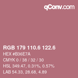 カラーコード: RGB 179 110.6 122.6 | qconv.com