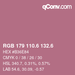 カラーコード: RGB 179 110.6 132.6 | qconv.com