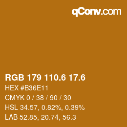 カラーコード: RGB 179 110.6 17.6 | qconv.com