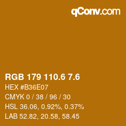 カラーコード: RGB 179 110.6 7.6 | qconv.com
