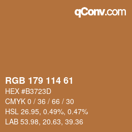 Color code: RGB 179 114 61 | qconv.com