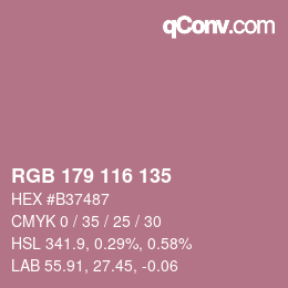 Color code: RGB 179 116 135 | qconv.com