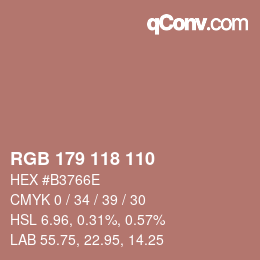 颜色代码: RGB 179 118 110 | qconv.com