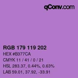 颜色代码: RGB 179 119 202 | qconv.com