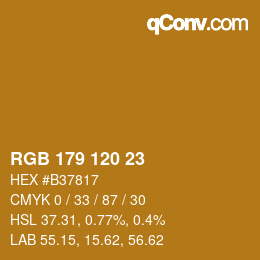 Color code: RGB 179 120 23 | qconv.com