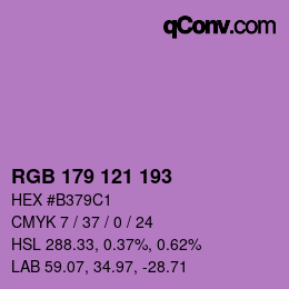 カラーコード: RGB 179 121 193 | qconv.com