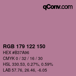Código de color: RGB 179 122 150 | qconv.com