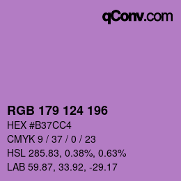 Color code: RGB 179 124 196 | qconv.com