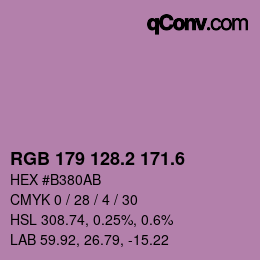 カラーコード: RGB 179 128.2 171.6 | qconv.com