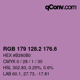 カラーコード: RGB 179 128.2 176.6 | qconv.com