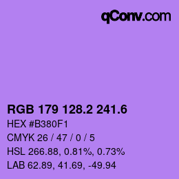 カラーコード: RGB 179 128.2 241.6 | qconv.com