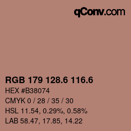 カラーコード: RGB 179 128.6 116.6 | qconv.com