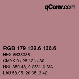 カラーコード: RGB 179 128.6 136.6 | qconv.com