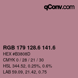 カラーコード: RGB 179 128.6 141.6 | qconv.com