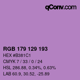 Color code: RGB 179 129 193 | qconv.com