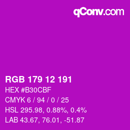 Color code: RGB 179 12 191 | qconv.com