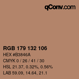 Color code: RGB 179 132 106 | qconv.com