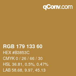Color code: RGB 179 133 60 | qconv.com