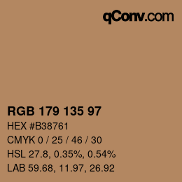 Color code: RGB 179 135 97 | qconv.com