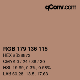 カラーコード: RGB 179 136 115 | qconv.com
