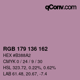 Color code: RGB 179 136 162 | qconv.com