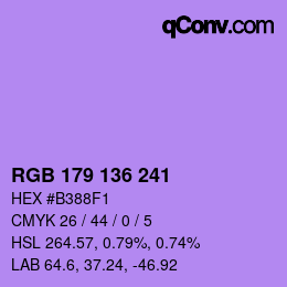 Color code: RGB 179 136 241 | qconv.com