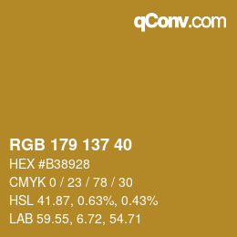 颜色代码: RGB 179 137 40 | qconv.com