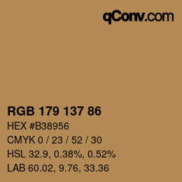 Color code: RGB 179 137 86 | qconv.com