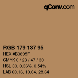 カラーコード: RGB 179 137 95 | qconv.com
