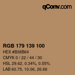 Color code: RGB 179 139 100 | qconv.com