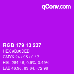 Color code: RGB 179 13 237 | qconv.com