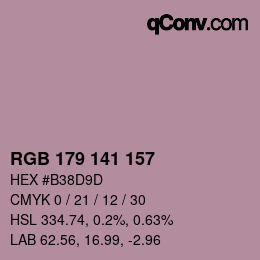 カラーコード: RGB 179 141 157 | qconv.com