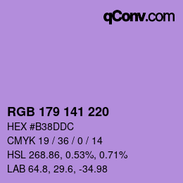 Color code: RGB 179 141 220 | qconv.com