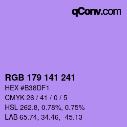 Color code: RGB 179 141 241 | qconv.com
