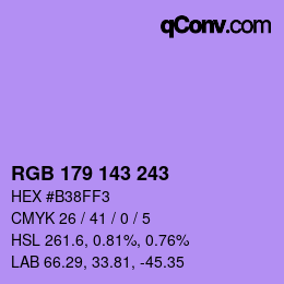 Color code: RGB 179 143 243 | qconv.com