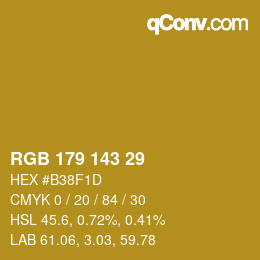 カラーコード: RGB 179 143 29 | qconv.com