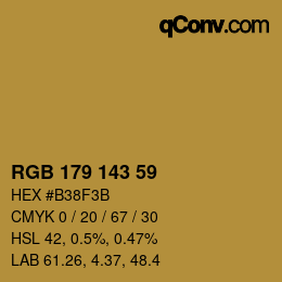 Color code: RGB 179 143 59 | qconv.com