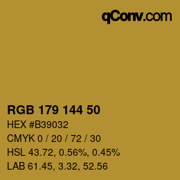 カラーコード: RGB 179 144 50 | qconv.com