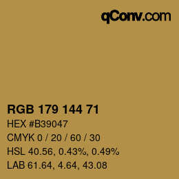カラーコード: RGB 179 144 71 | qconv.com