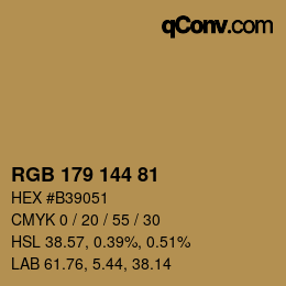 颜色代码: RGB 179 144 81 | qconv.com