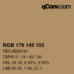 Color code: RGB 179 145 103 | qconv.com