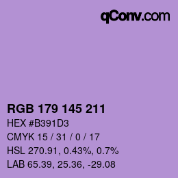 颜色代码: RGB 179 145 211 | qconv.com