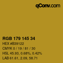 Color code: RGB 179 145 34 | qconv.com