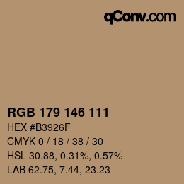 カラーコード: RGB 179 146 111 | qconv.com