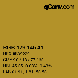 颜色代码: RGB 179 146 41 | qconv.com