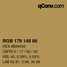 Código de color: RGB 179 148 86 | qconv.com