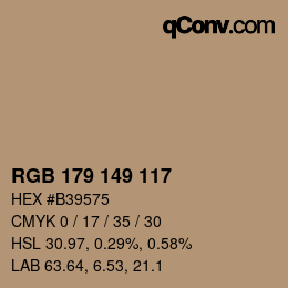 Color code: RGB 179 149 117 | qconv.com