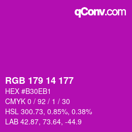 Color code: RGB 179 14 177 | qconv.com