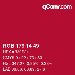 Color code: RGB 179 14 49 | qconv.com
