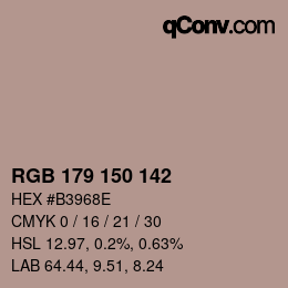 Farbcode: RGB 179 150 142 | qconv.com